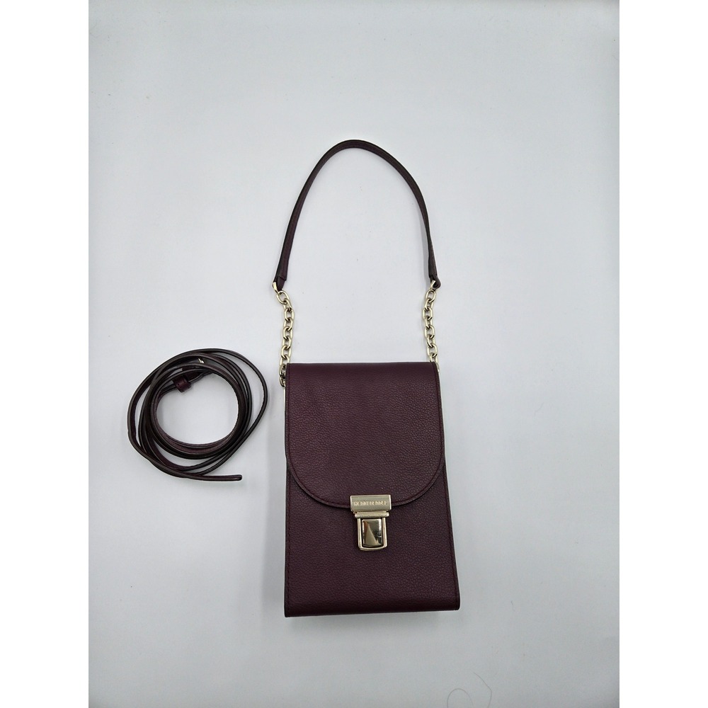 Henri Bendel New York Burgundy Leather Cell Phone Crossbody Bag - Picture 15 of 15
